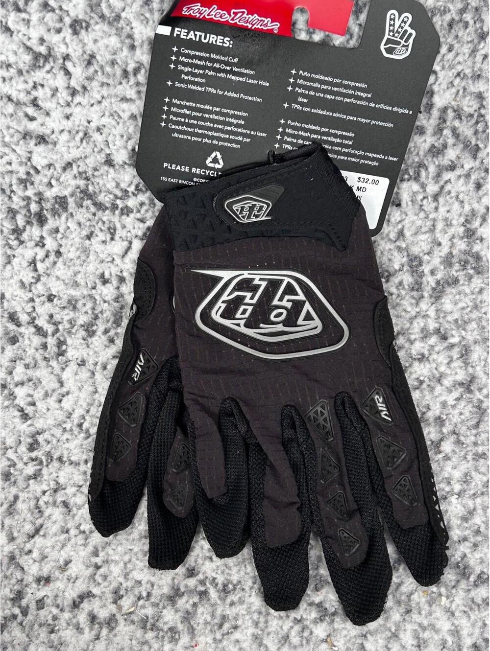Troy Lee Designs Air Gloves Gray/Black Lightweight Size Medium Adult NEW - Picture 4 of 4